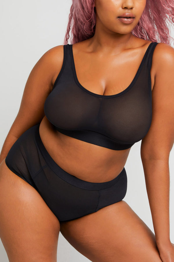 Sieve Dipped Thong in Black