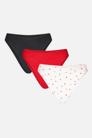 Detail view of Cloud Cotton French Cut Brief in Black Cherry (Pack) for sizer