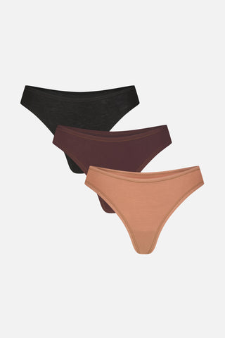 Detail view of Cloud Cotton Low Thong in Deep (Pack) for sizer