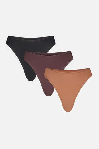Detail view of Cloud Cotton Thong in Deep (Pack) for sizer