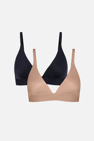 Detail view of Glacé Triangle Bra in Buff + Black (Pack) for sizer
