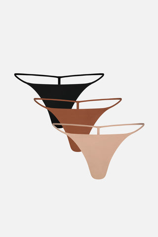 Detail view of Glacé String Thong in Praline (Pack) for sizer