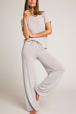 Detail view of Fino Featherweight Cashmere Track Pant in Heather Grey for sizer