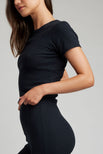 Thumbnail image #1 of Pointelle Baby Tee in Black [Ksenia XS]