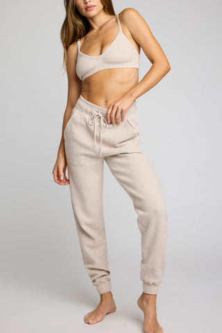 Detail view of Waffle Knit Jogger in Sand for sizer