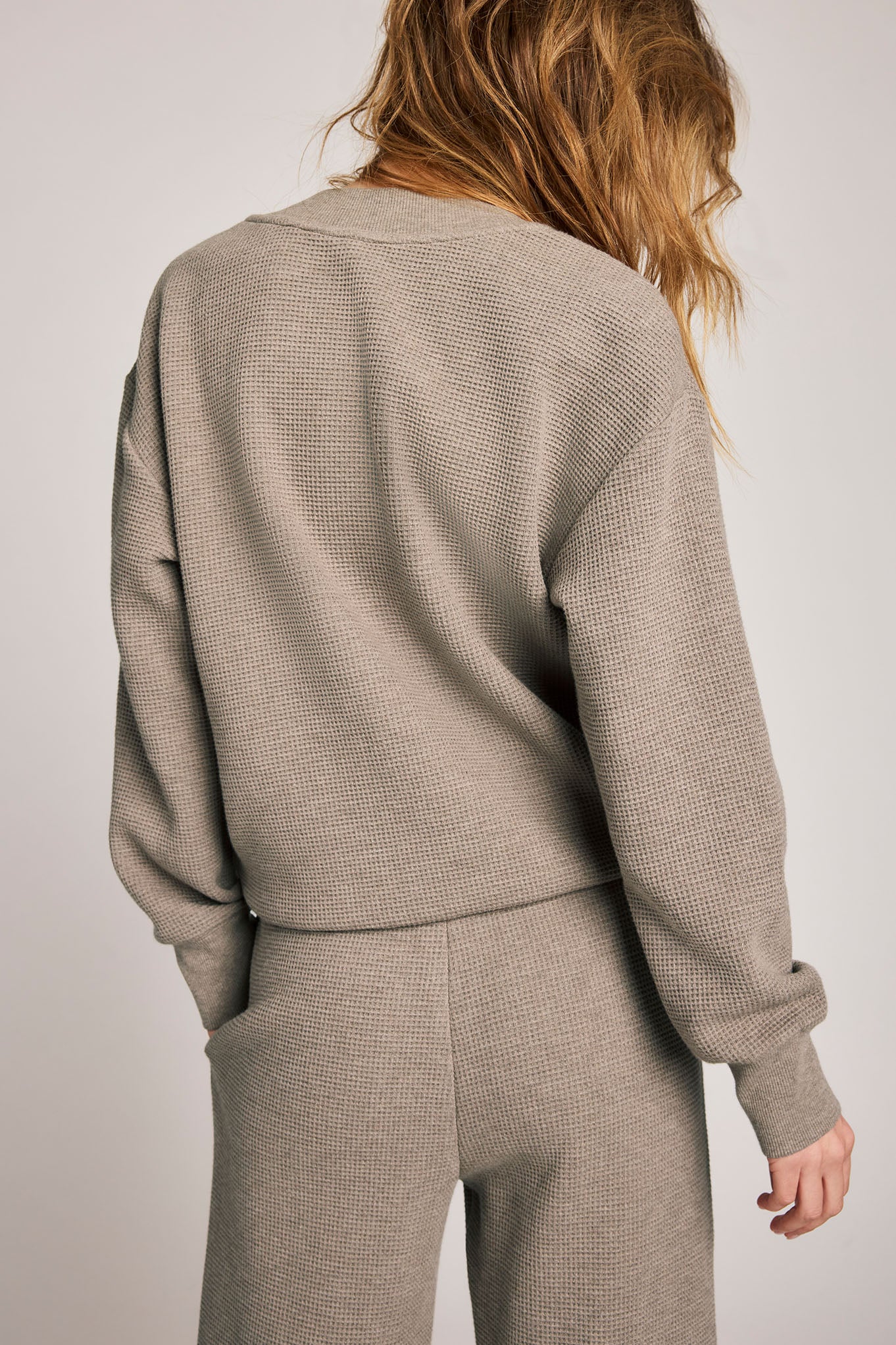 Waffle Knit Deep V in Mink
