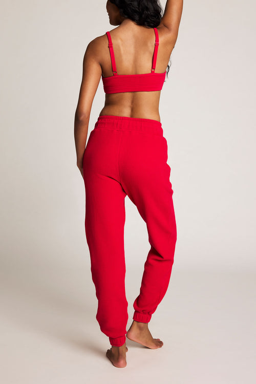 Waffle Knit Jogger in Cerise