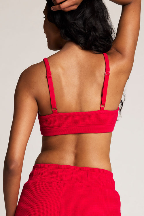 Waffle Knit Lounge Bralette in Cerise