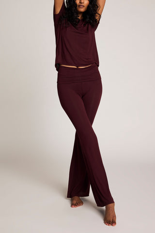 Detail view of Whipped Roll Down Pant in Garnet for sizer