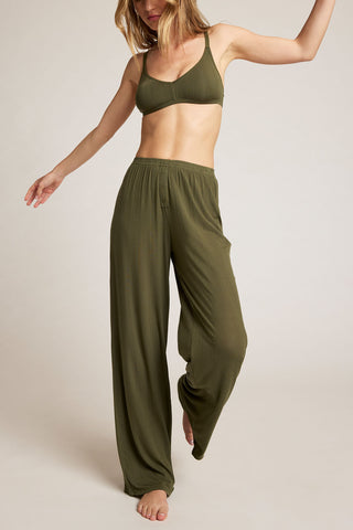 Detail view of Whipped Track Pant in Moss for sizer