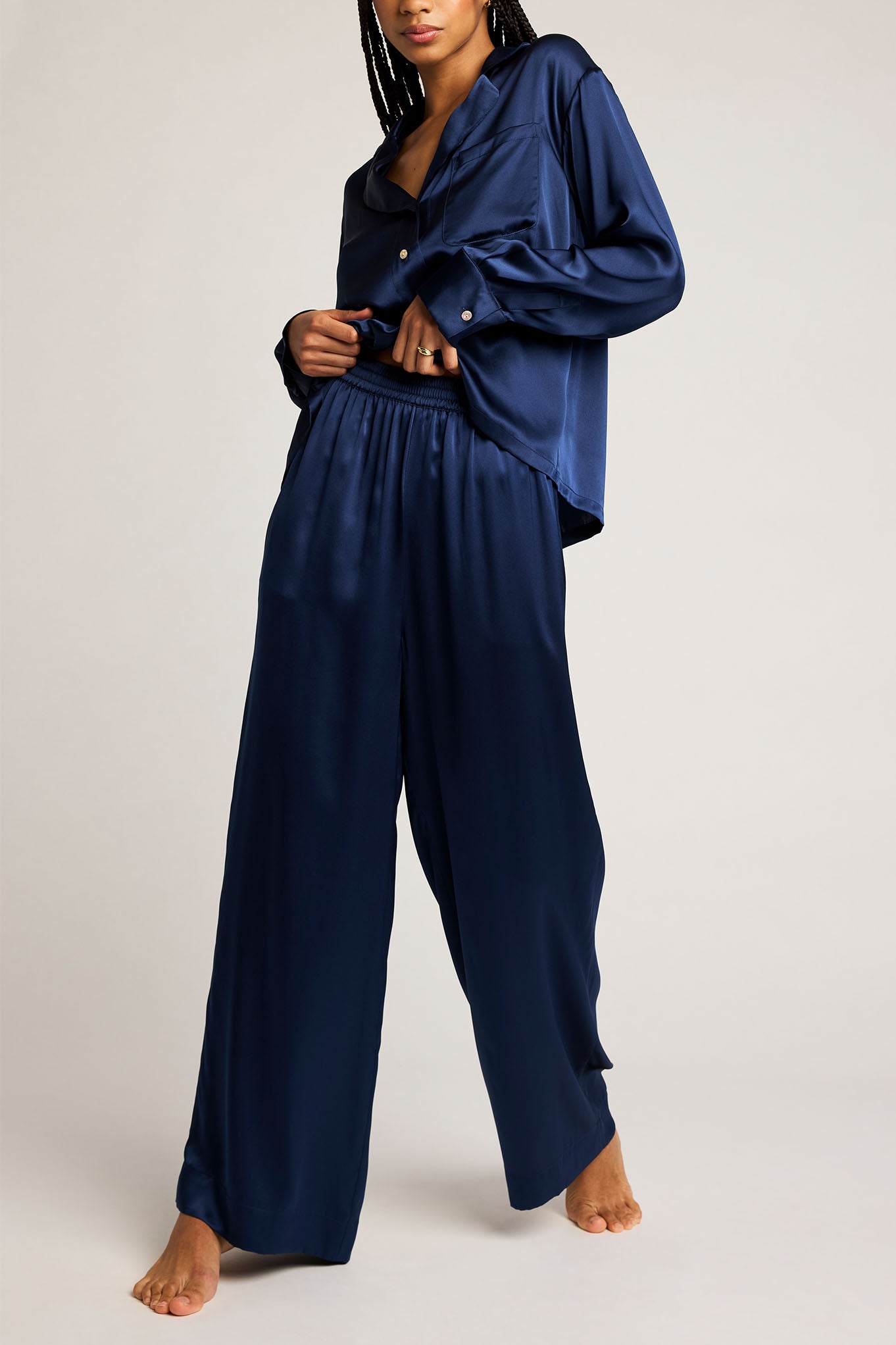 Eclipse Washable Silk Shirt in Navy