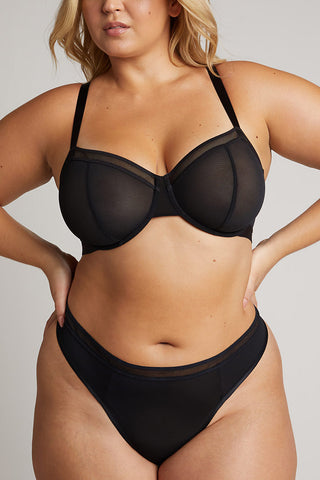 Detail view of Sieve Balconette Bra in Black for sizer