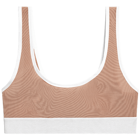 Detail view of Sieve Bra Top in Buff + White for sizer