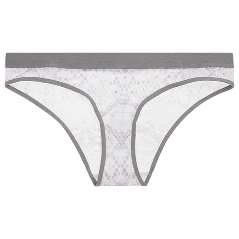Detail view of Sieve Brief in White Boa for sizer