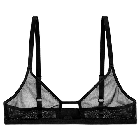 Detail view of Sieve Cutout Bra in Black for sizer