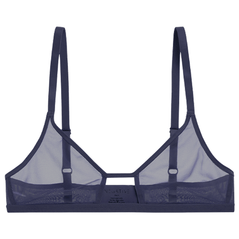 Detail view of Sieve Cutout Bra in Navy for sizer