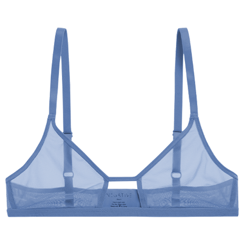 Detail view of Sieve Cutout Bra in Slate for sizer