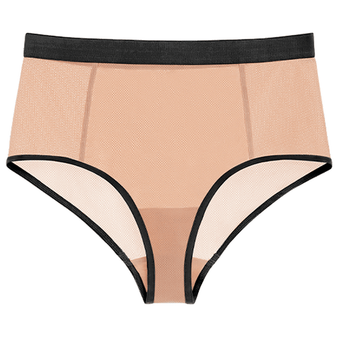 Detail view of Sieve High-Waist Brief in Buff + Black for sizer