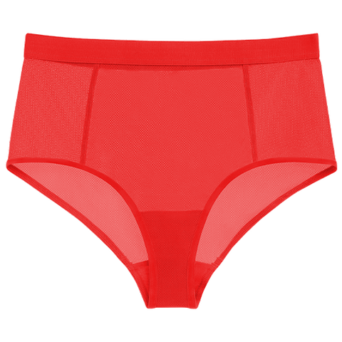 Detail view of Sieve High-Waist Brief in Cherry for sizer
