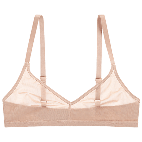 Detail view of Sieve Non-Wire Bra in Buff for sizer