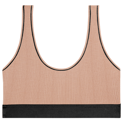 Detail view of Whipped Bra Top in Buff + Black for sizer