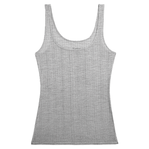 Detail view of Whipped A-Top in Heather Grey for sizer